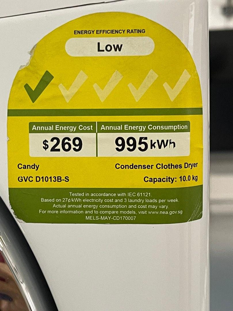 CANDY CONDENSER DRYER 10KG GVCD1013BS, TV & Home Appliances, Washing