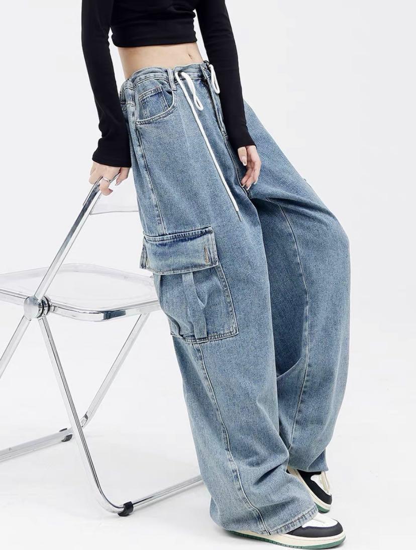 Y2K Grunge Cargo Pants for Women Low Waist Boyfiend Baggy Jeans