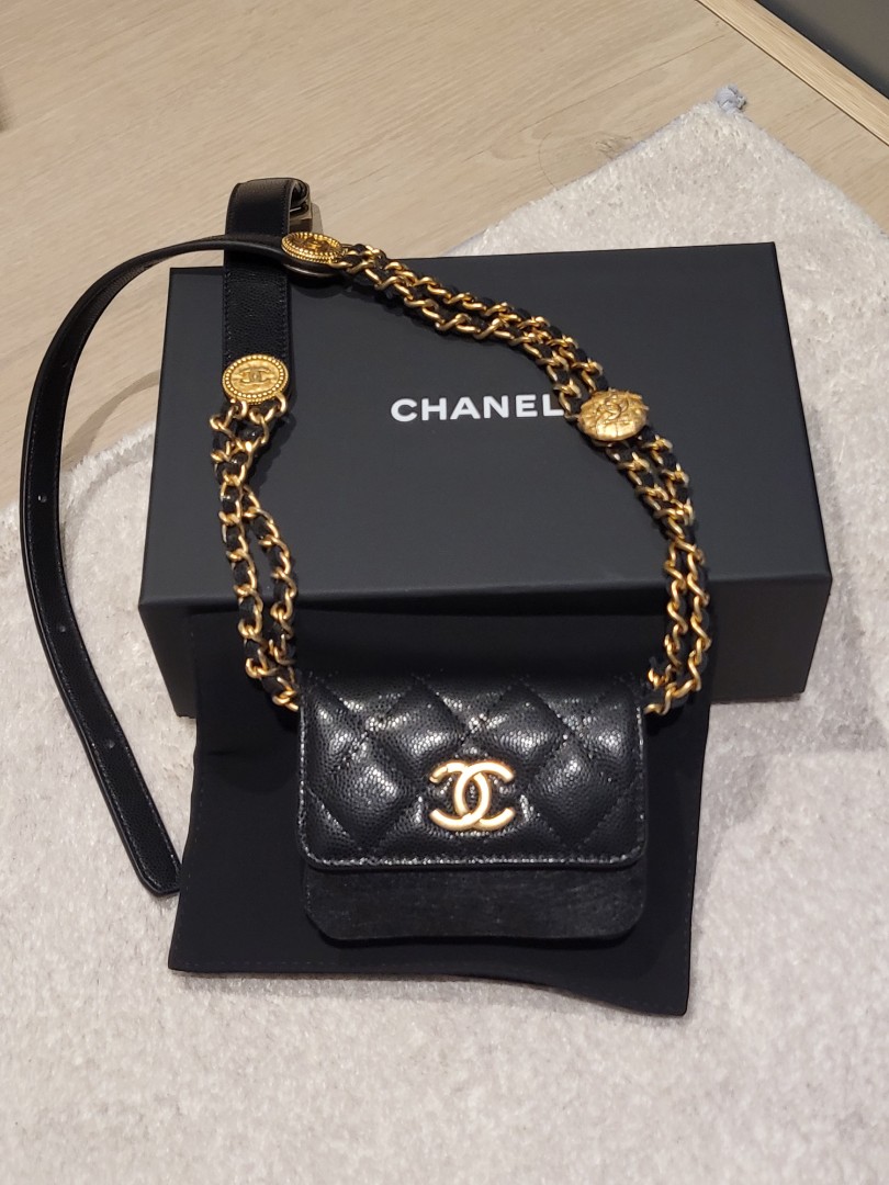 Chanel 22a gold coin belt bag, Luxury, Bags & Wallets on Carousell