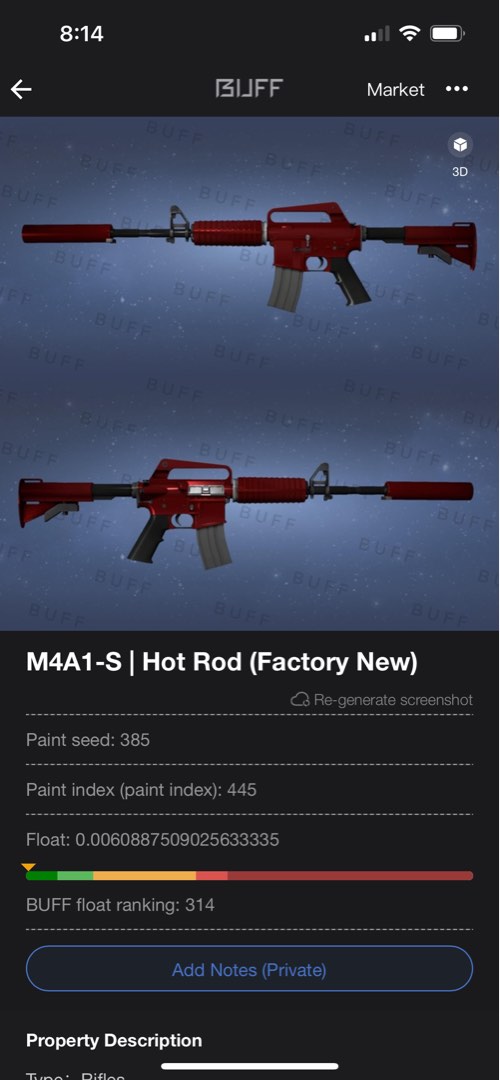 CSGO M4A1S Hot Rod (Low Float Factory New), Video Gaming, Video Games