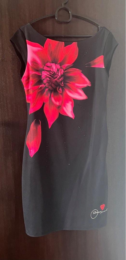 Desigual black dress flower hotsell