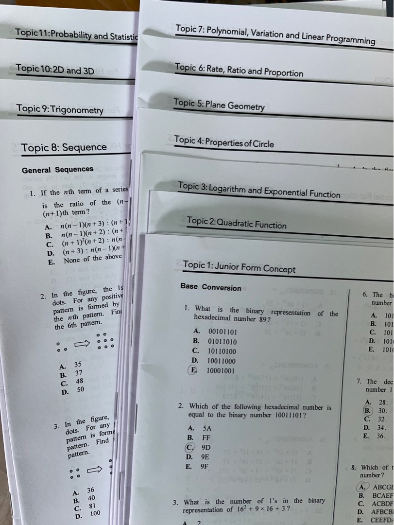 Dse maths by topic mc ce 1990 2008 carousell