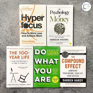 Economics|Productivity|Psychology|Business|Personal Development|Health|Money Books - Hyperfocus-Chris Bailey, Psychology of Money-Morgan Housel, 100-Year Life-Lynda Gratton, Do What You Are-Paul Tieger, Compound Effect-Darren Hardy