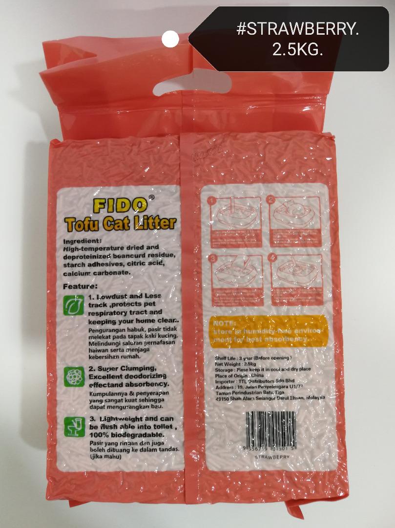 FIDO Natural Tofu Cat Litter Clumping Toilet Pasir Kucing Tandas 2.5kg, Pet Supplies, Homes