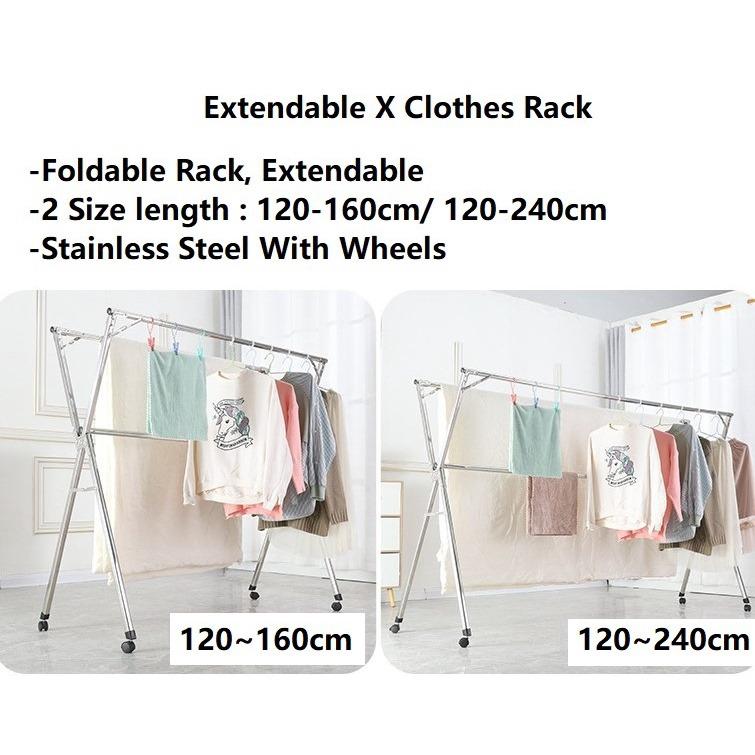 Foldable Extendable x Rack - Clothes Rack Laundry Drying Rack Strong ...