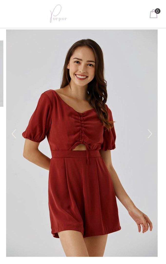 Purpur Front Cut Romper in Wine red Size XS