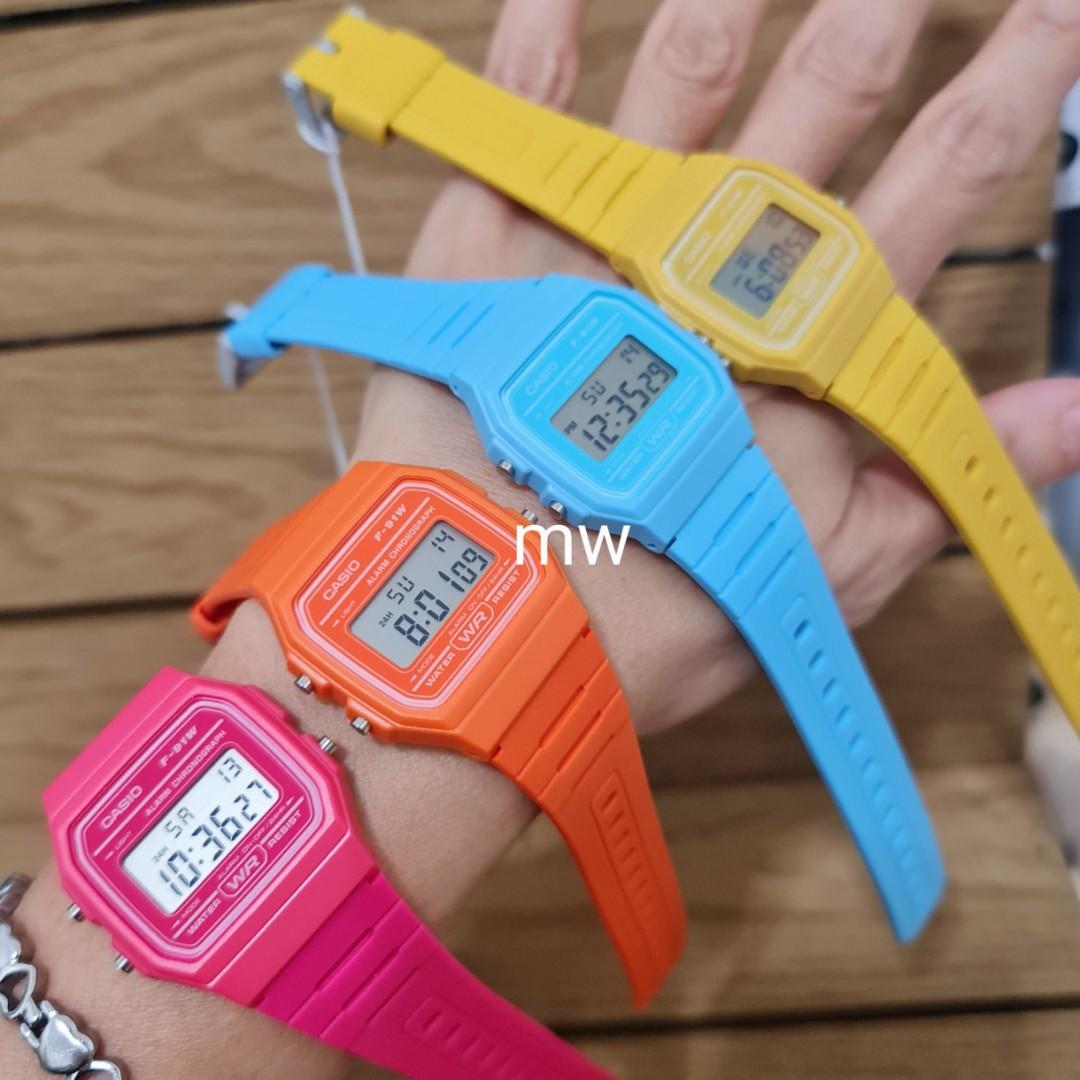 Genuine Casio ladies girls kids boy teens sweet candy color watch f91 f 91 f 91wc brand new