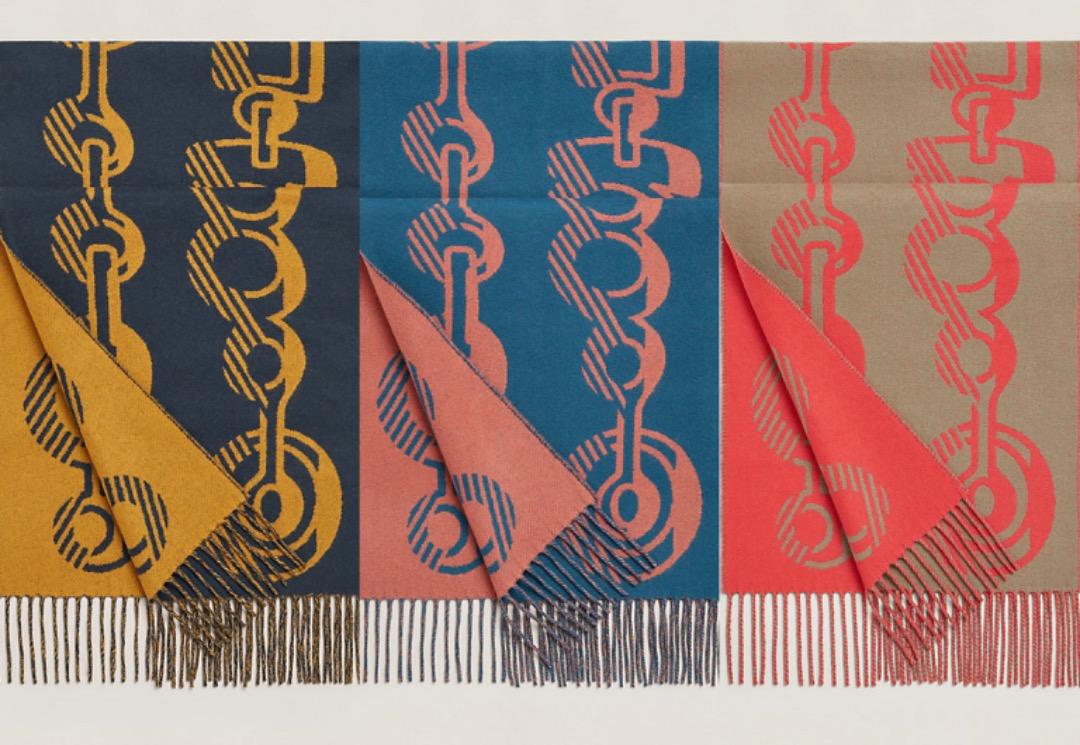 Hermes 新款頸巾Casaque Do Re Boucles muffler, 名牌, 飾物及