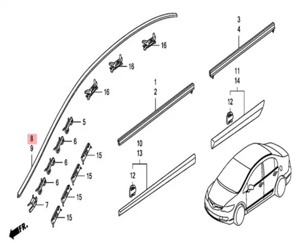 Roof moulding clearance civic fd