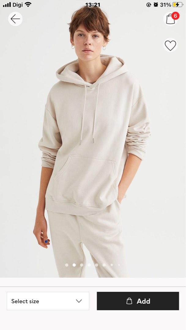 HOODIE H M CREAM Men s Fashion Tops Sets Hoodies on Carousell