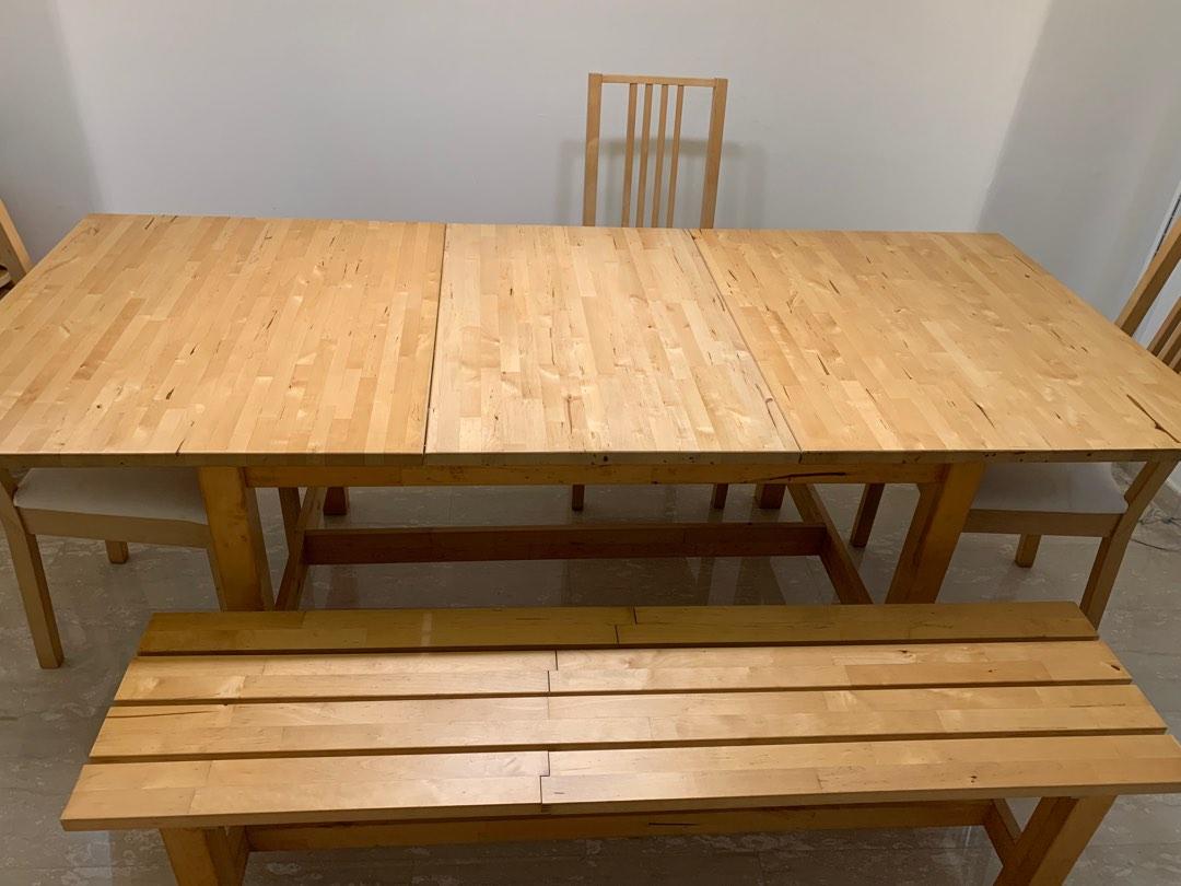 Ikea wooden deals extendable dining table