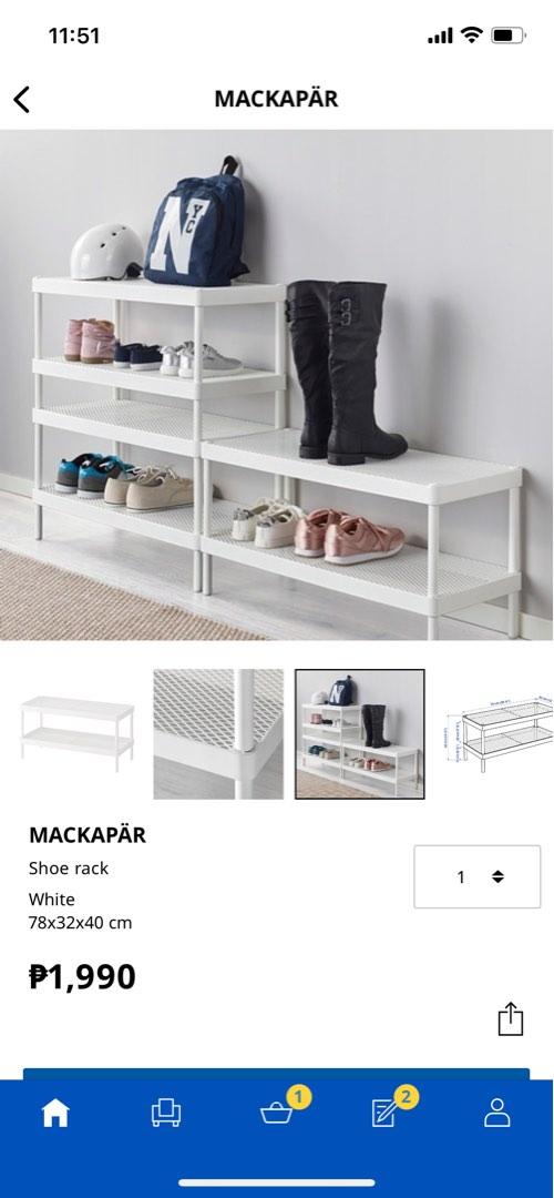 Ikea Mackapar Shoe Rack (Category: Shelves, Cabinets & Racks) located in Quezon City. Submitted by declutteringqc (Listing ID 1189505707, Image 1). Description: Impulse buy, assembled but not used.