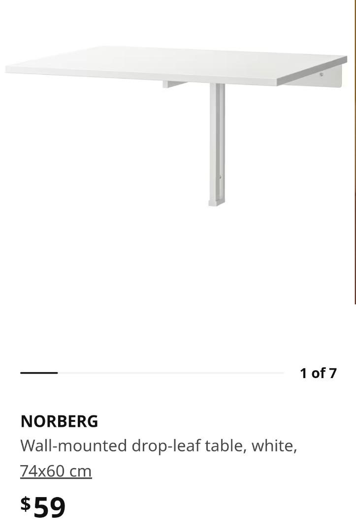Ikea Norberg wall mounted folding table, Furniture & Home Living