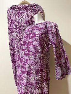 Kenangan Purple Batik Kurung Set (Size: M)