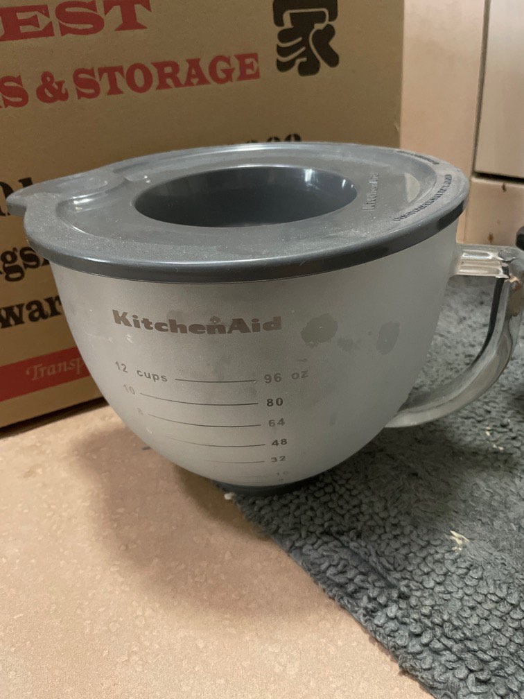 KITCHENAID 5 QUART MIXER BOWL GLASS 12 CUPS - 96 OZ - WITH LID