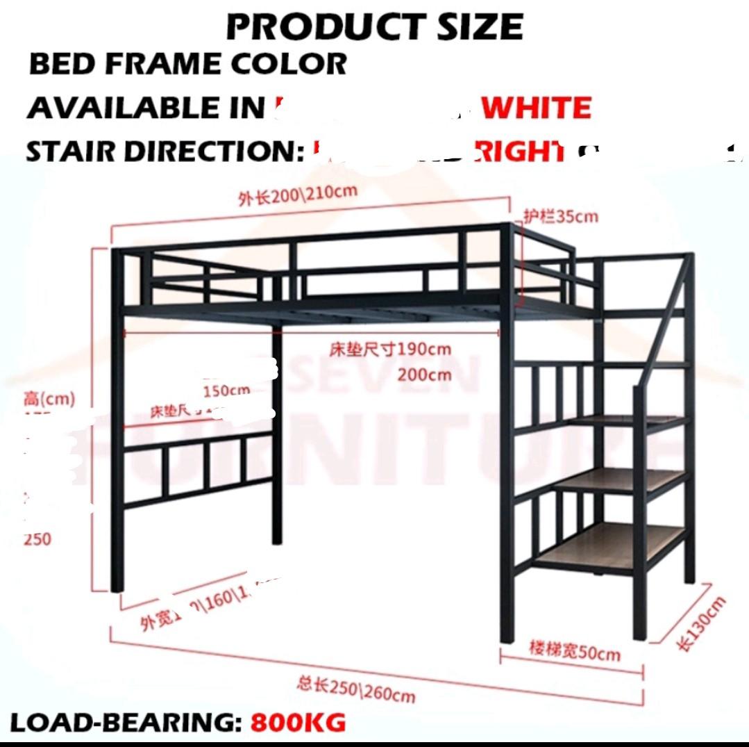 Loft Bed (250cm / Queen), Furniture & Home Living, Furniture, Bed