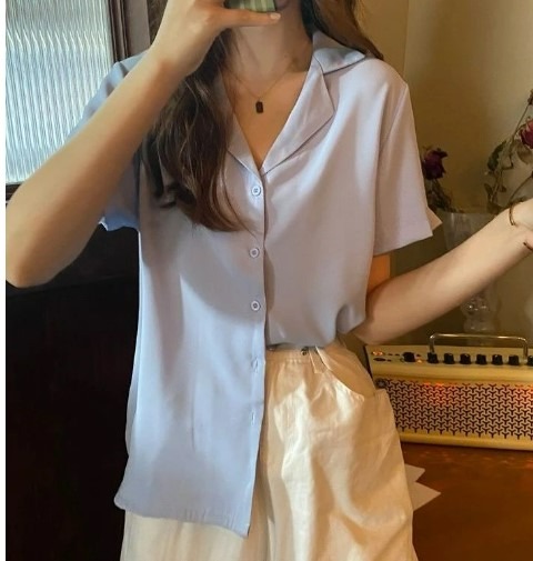 Loose Collar Shirt Women s Fashion Tops Blouses on Carousell