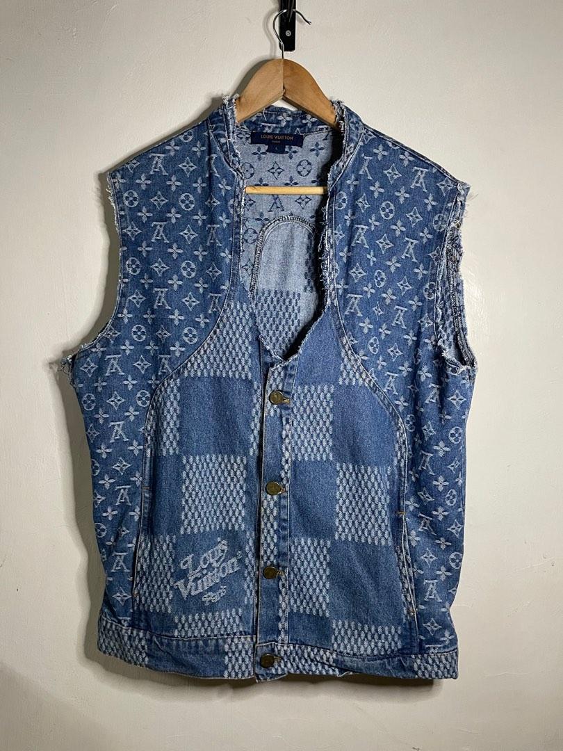 Louis Vuitton Monogram Denim Customized Vest, Men's Fashion, Tops