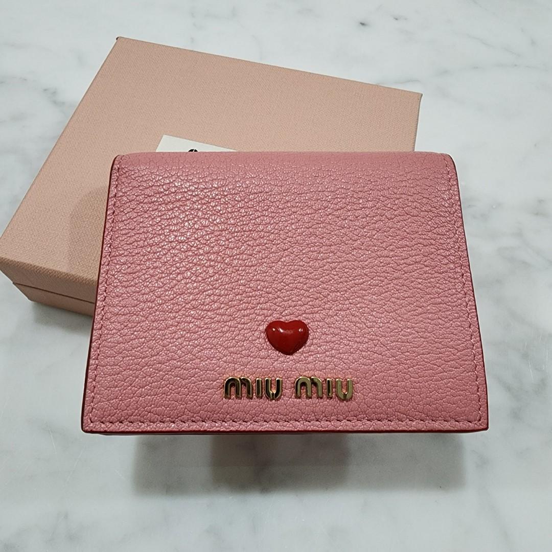 Miu Miu Small Madras Wallet Heart (Pink/Red)