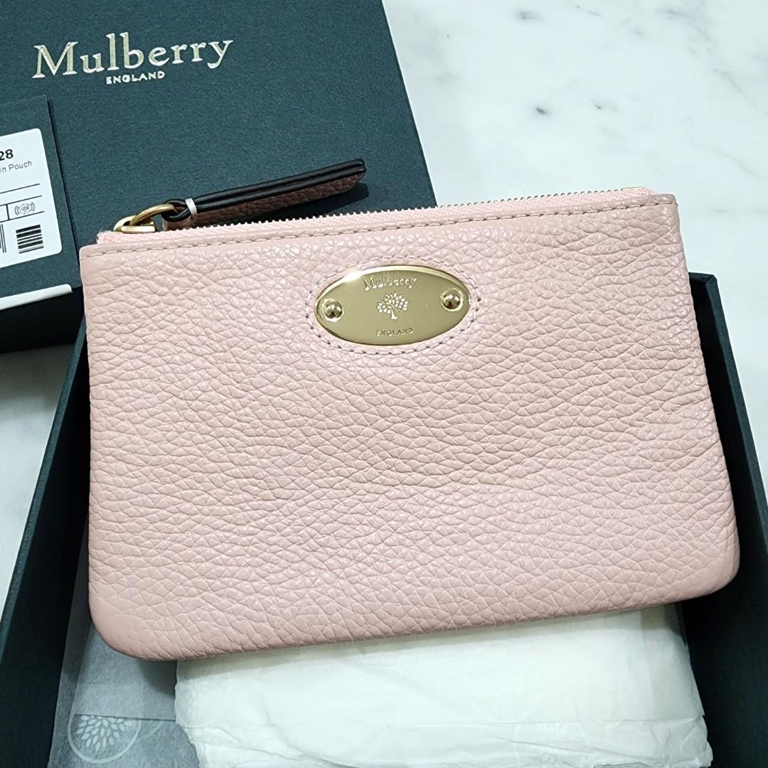 Mulberry Plaque Small Zip Coin Pouch in Brown