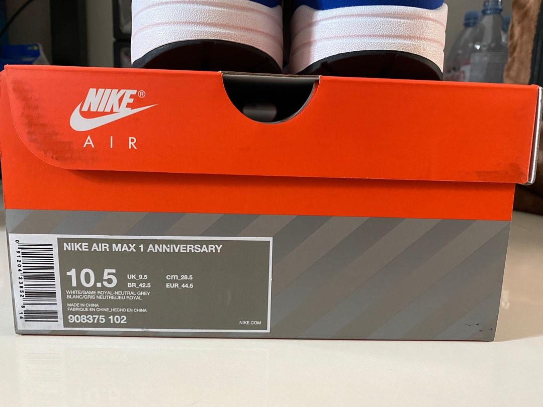 Nike Air Max 1 Anniversary Royal (2017 Restock Pair) Men's - 908375-102 - US