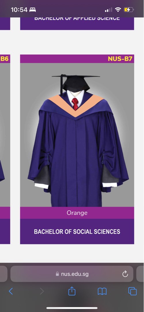 NUS Graduation Gown Bachelor of Social Sciences