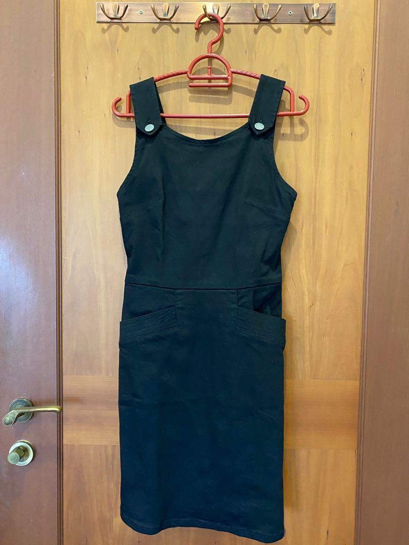 Oasis black denim discount pinafore dress