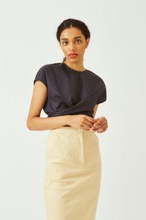 OSN Cotton Stretch Straight-Cut Skirt