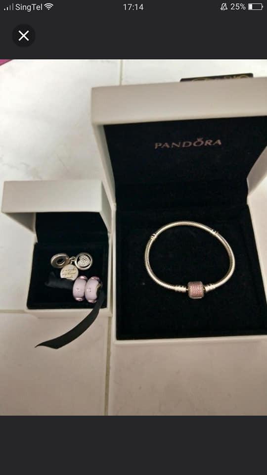 Purple pandora new arrivals charm bracelet