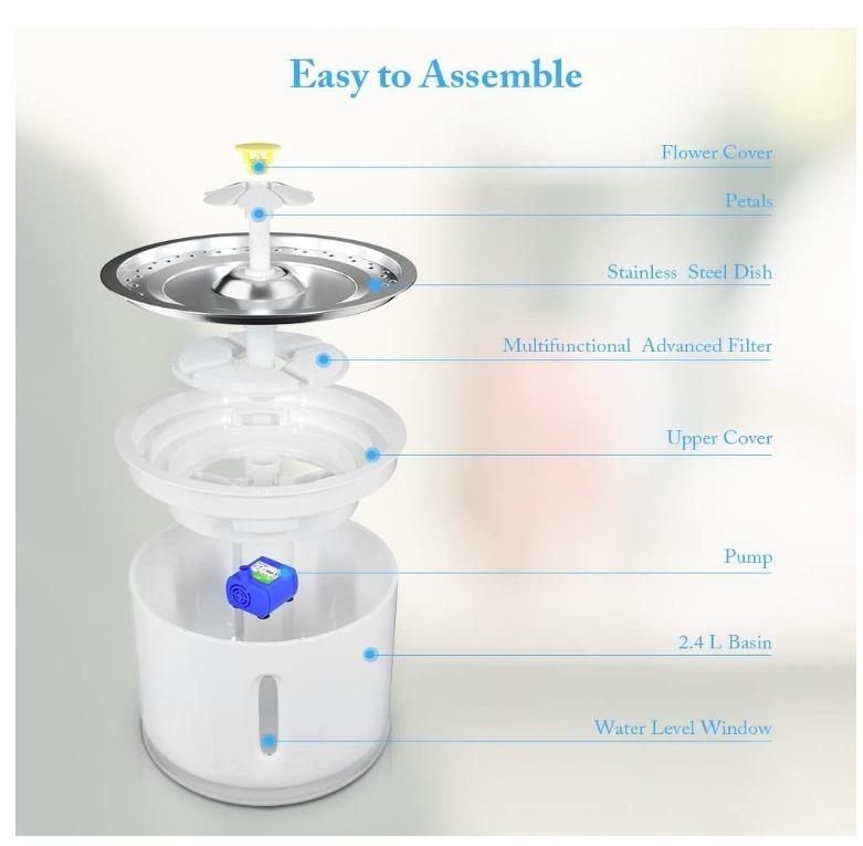 Parner Stainless Steel Cat Water Fountain, Pet Supplies, Health