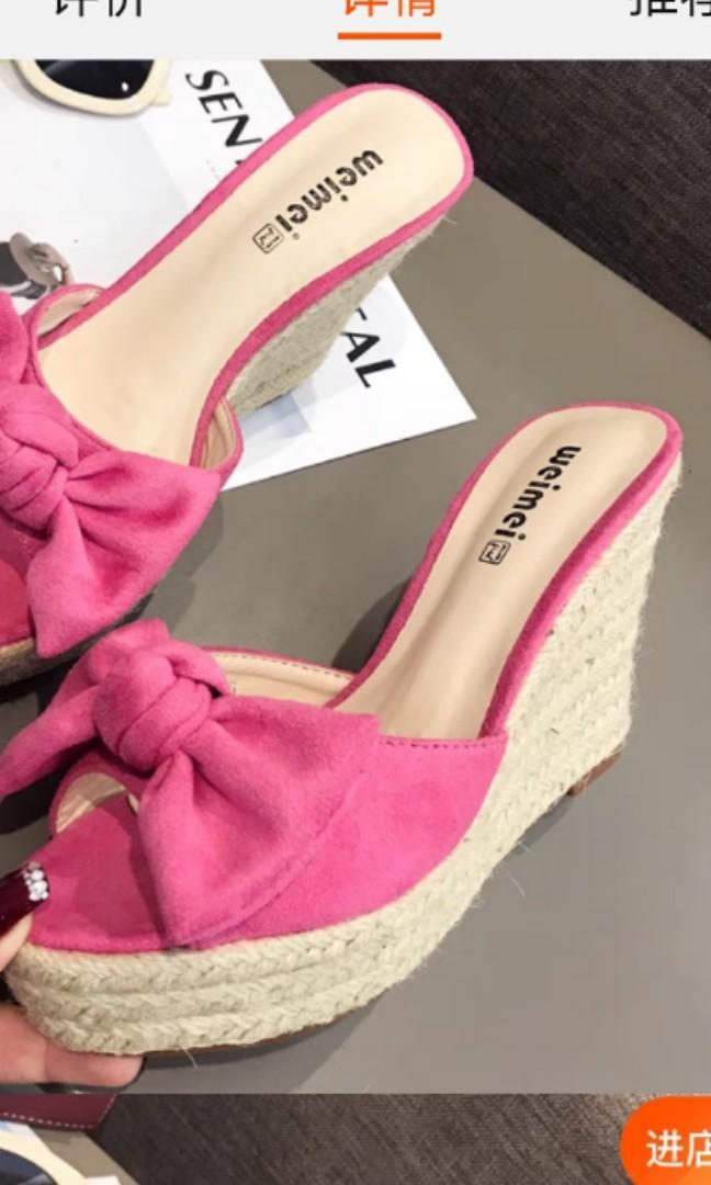 Fuschia pink on sale wedge shoes
