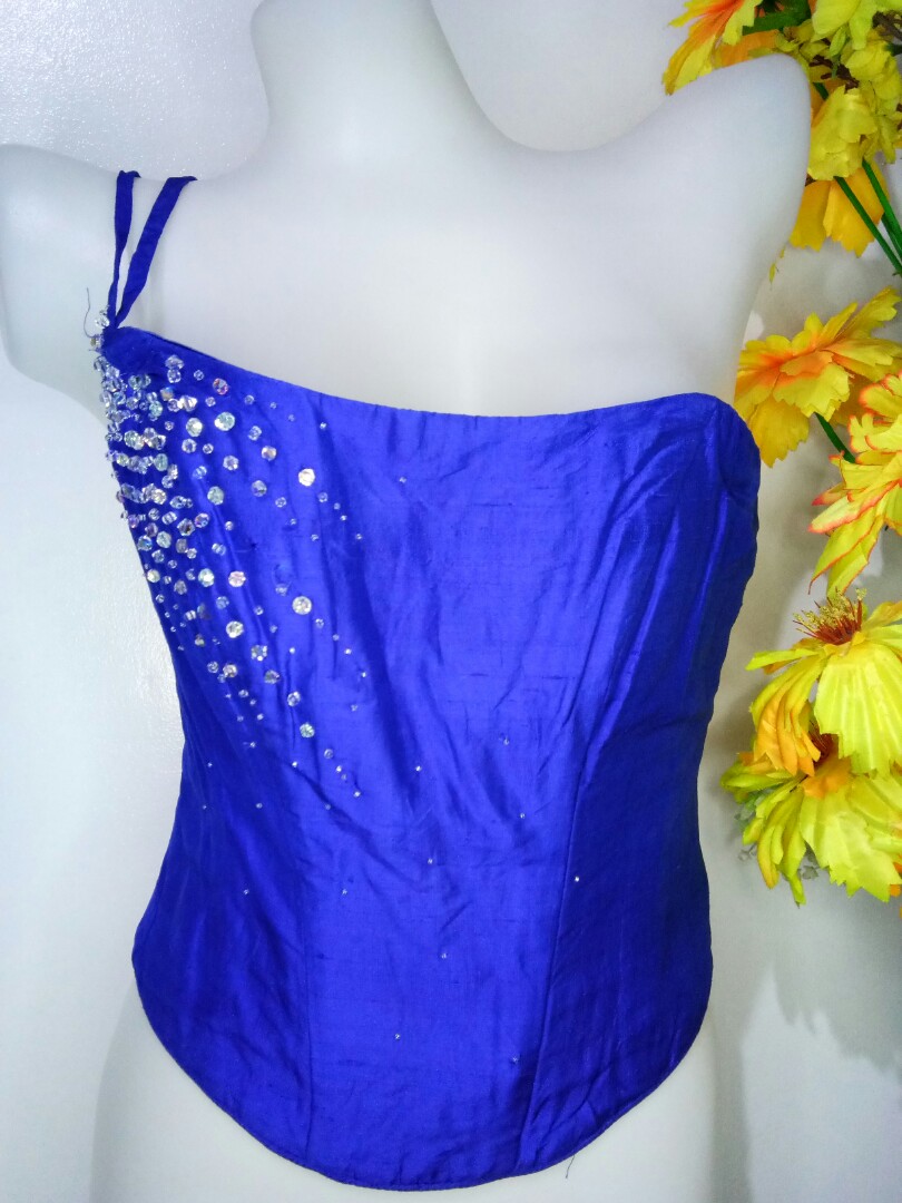 Preloved Royal Blue Corset Top, Women's Fashion, Tops, Others Tops on