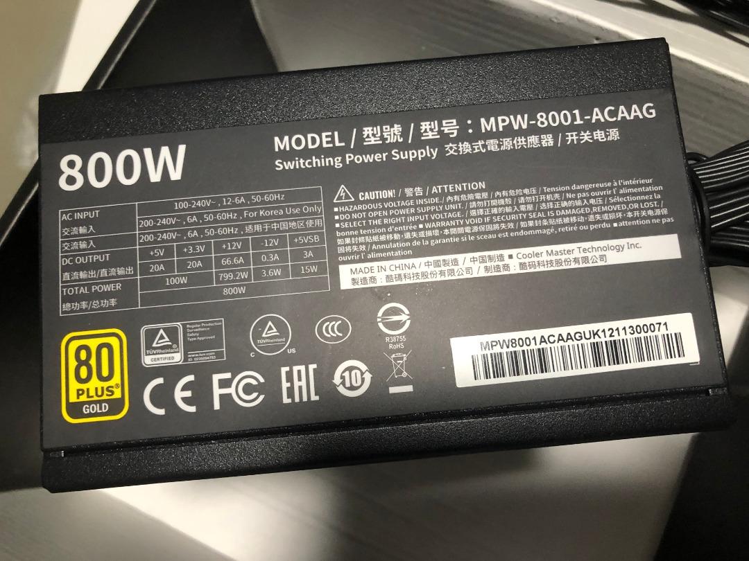 PSU Coolmaster 800W Power Supply, Computers & Tech, Parts & Accessories
