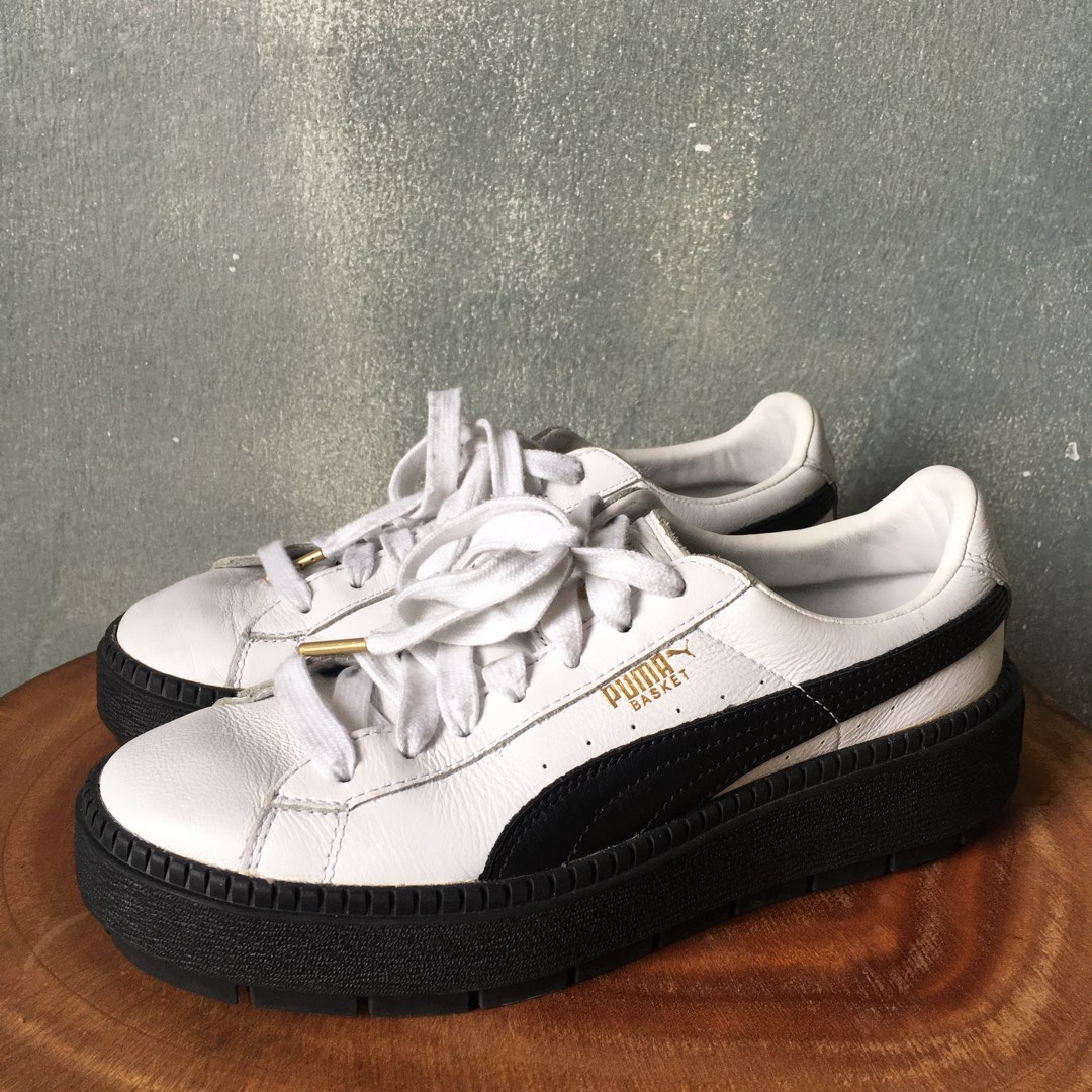 Puma platform trace sneakers cheap in black with gum sole