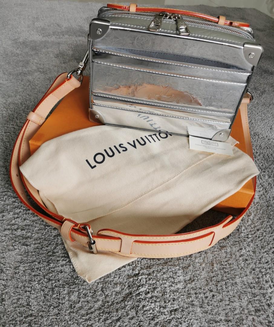 Louis Vuitton Virgil Abloh Silver Monogram Mirror Mirror Coated Canvas Trunk Pouch Silver Hardware, 2021 (Like New), Handbag