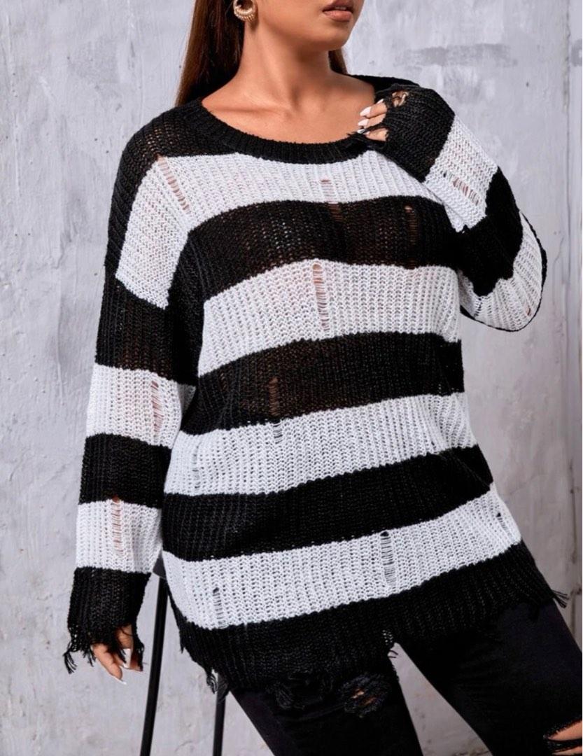 Ripped distressed sweater, Women's 