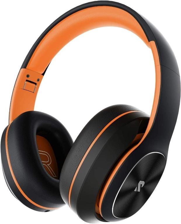 Rydohi Wireless Headphones Over Ear 100 Hrs Playtime Bluetooth Headphones Foldable Hi Fi Stereo Bass Soft Memory Earmuffs Built in HD Mic Wired Mode for TV PC Phone Orange Audio Headphones Headsets on...