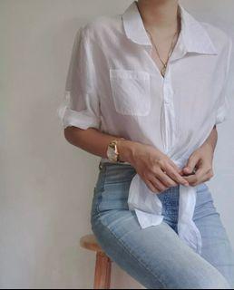 SMALL White See-Through Self-Knot Cropped Top