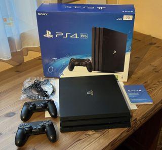 Sony PlayStation 4 Pro 1TB CUH-7016B with 2 Orig. controllers-Excellent Condition