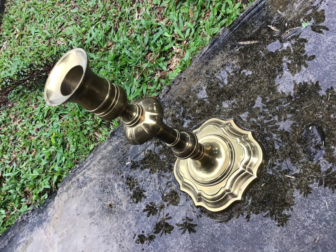 Stunning Vintage Brass Heavy Candle Holder. (Category: Home Decor) located in Sydney. Submitted by gagalamblamb_1974 (Listing ID 1189412367, Image 2). Description: - Measurements: Approximately 9” height. - Brass. - Good used condition with some tarnish and patina presence due to age. - Refer photos as part of the item’s description. - Item sold as it is. - Item will be shipped from Kuala Lumpur, Malaysia. Postage can be arranged. Payment by PayP