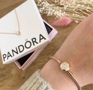 🌈SUPER SALE PANDORA AUTHENTIC CROWN SMOOTH BRACELET - 2200 EACH/ ROSEGOLD HEART ELEVATED NECKLACE-1800