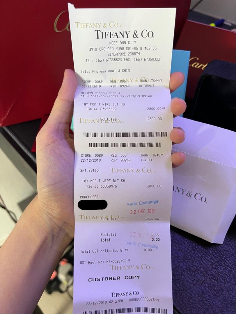 Tiffany and co receipt top