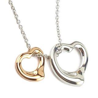 Tiffany&Co. 18K金+純銀雙Open Heart墜飾項鍊
