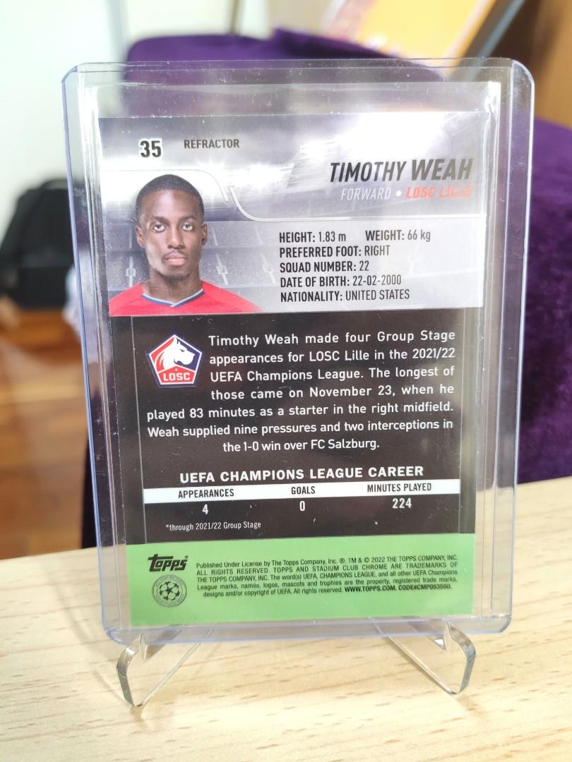 21-22 Topps Stadium Club Chrome UCL Lille 里爾Timothy Weah