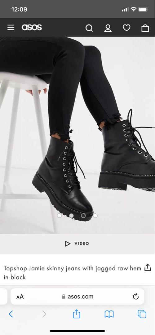 Topshop Black Jamie Jeans with Jagged Raw Hem