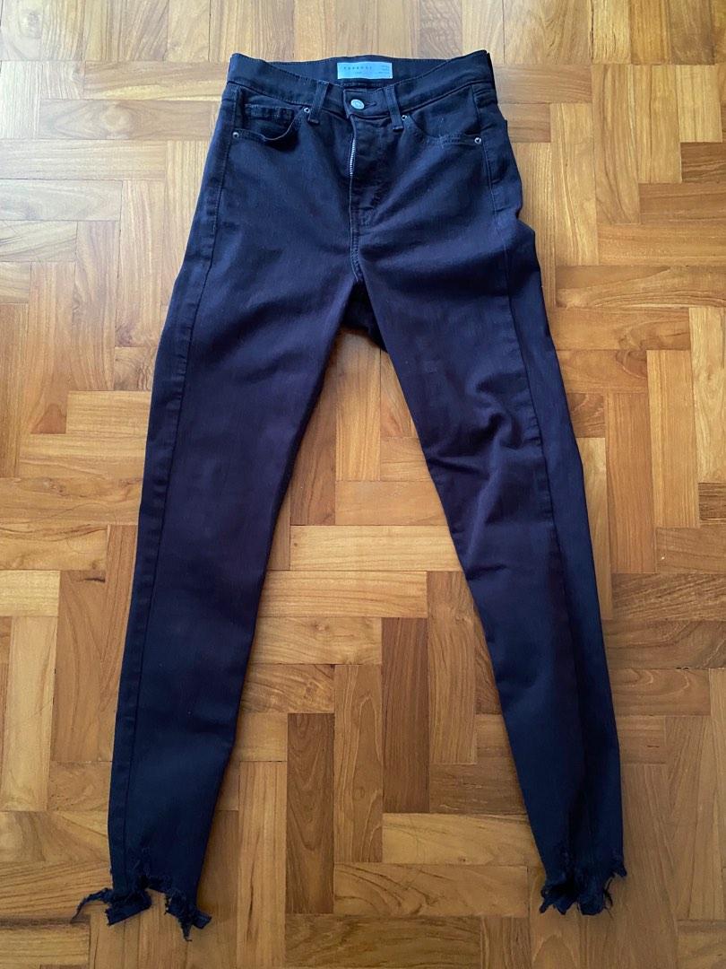 Topshop black raw clearance hem jamie jeans