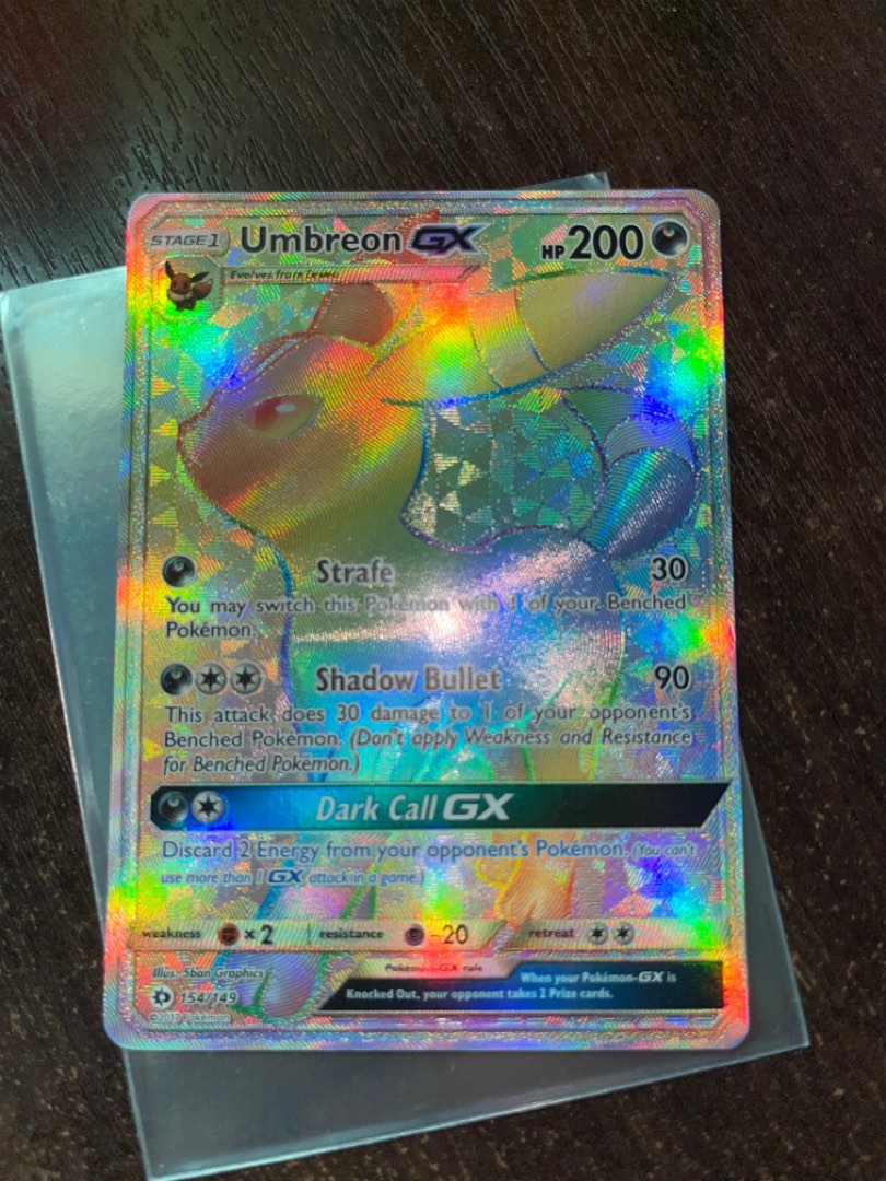 Umbreon GX hyper rare rainbow sun moon base, Hobbies & Toys, Toys