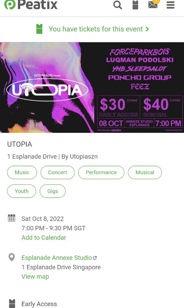 Utopia Rap concert, Tickets & Vouchers, Event Tickets on Carousell