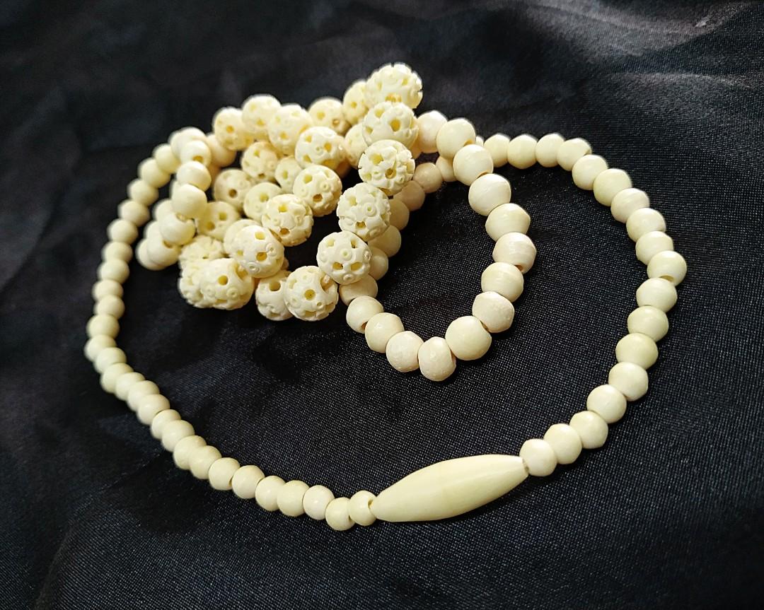 Ivory bead discount necklace vintage