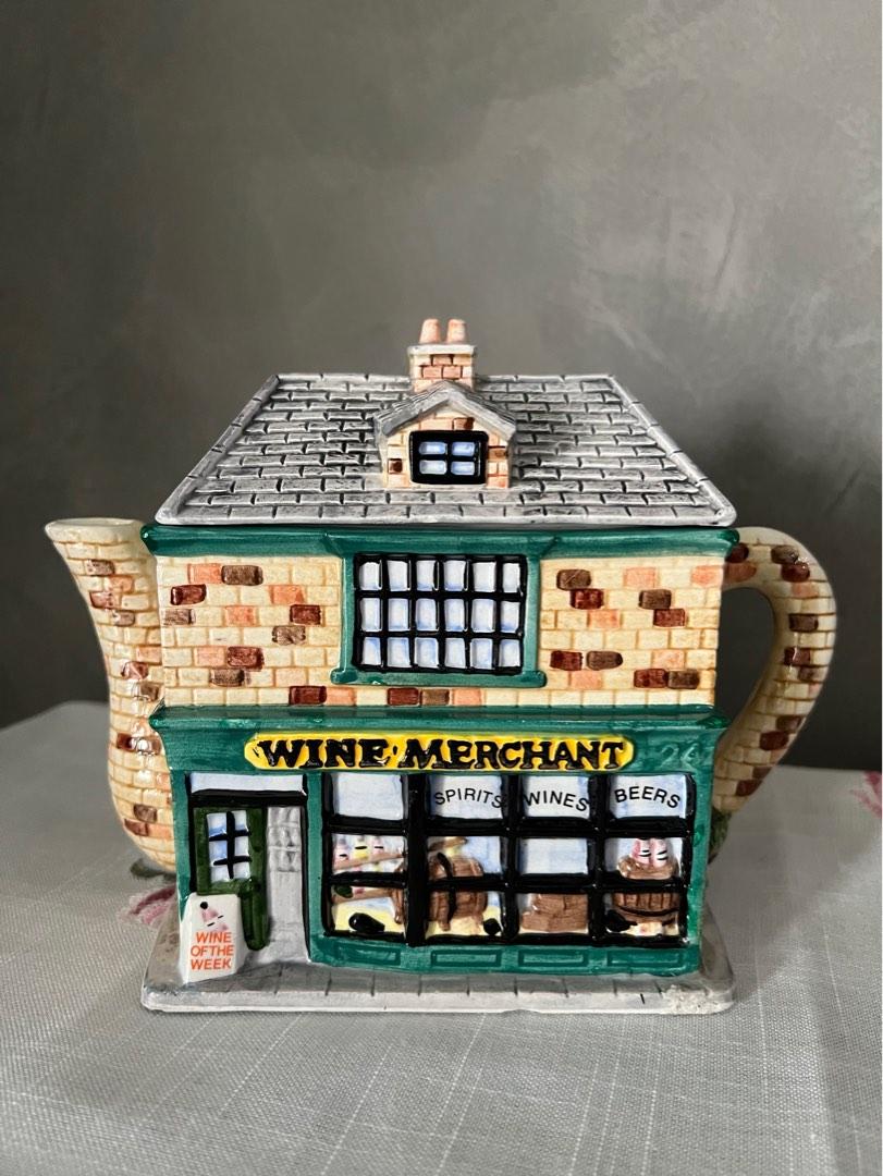 Vintage The Village Teapot Rare Collection By Annie Rowe Wine Merchant No.24, Hobbies & Toys